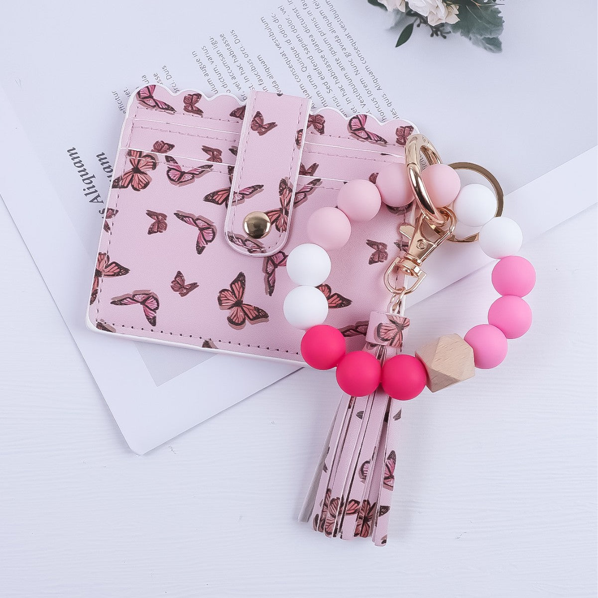 Wholesale Butterfly Print Wallet Keychain